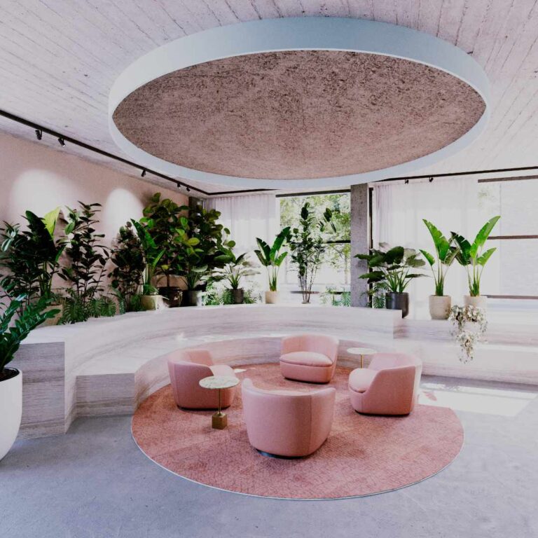 tribune opstelling voor presentatie grote groep met planten voor natuurlijke sfeer